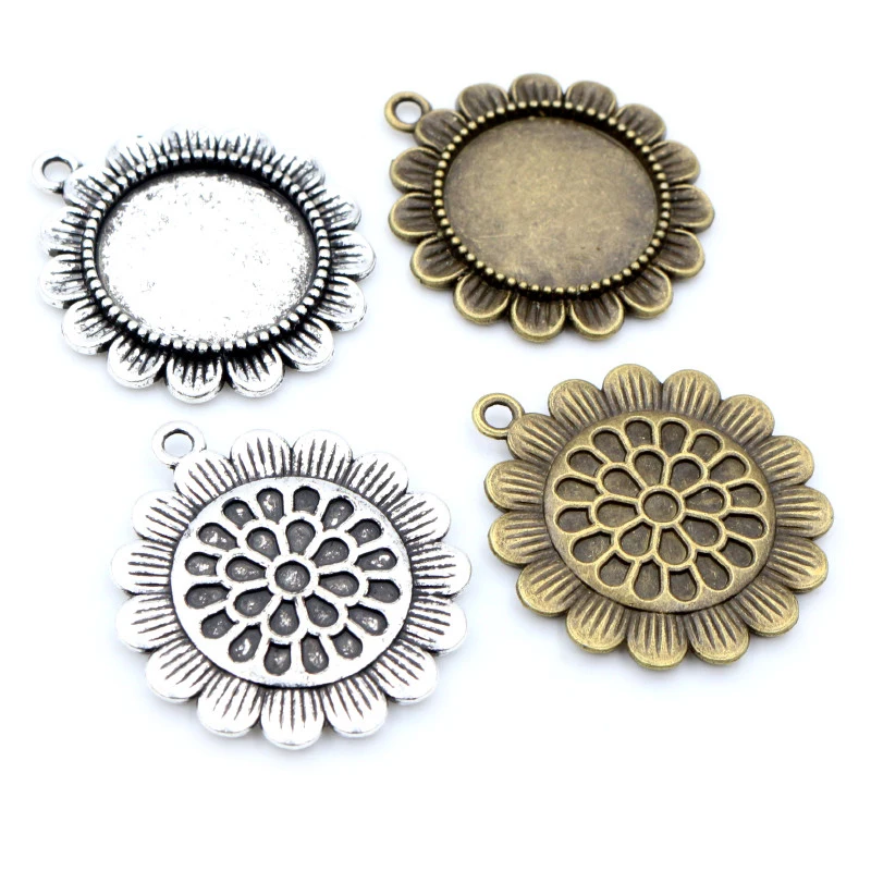 10pcs 20mm Inner Size Antique Silver Plated Black Bronze Classic Style Cabochon Base Setting Charms Pendant