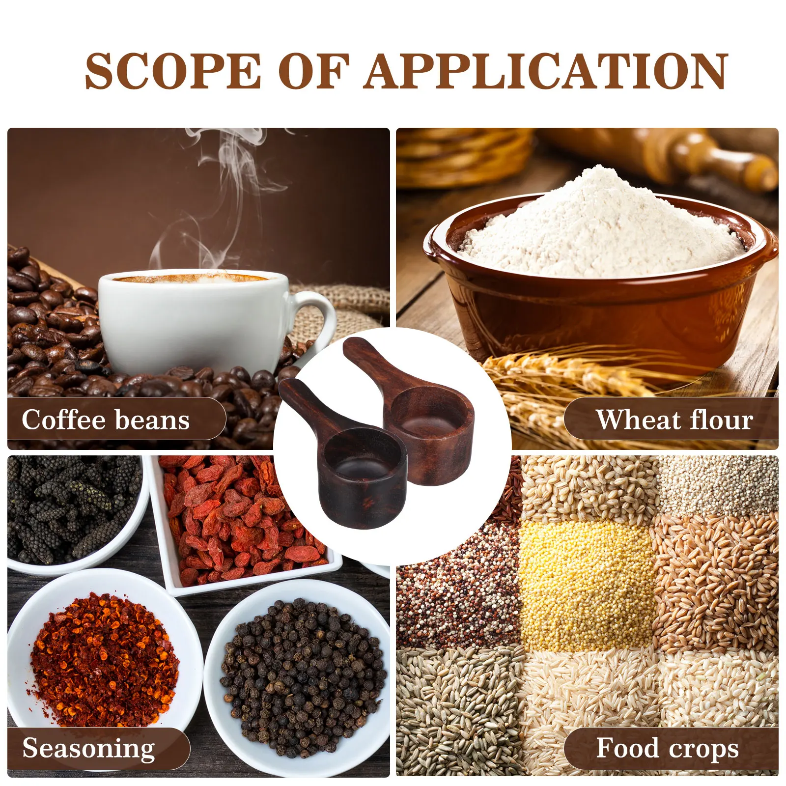 

2Pcs Wooden Coffee Scoop Measuring Spoon Kitchen Milk Powder Coffee Bean Scoop Scratch-Free Lightweight Practical