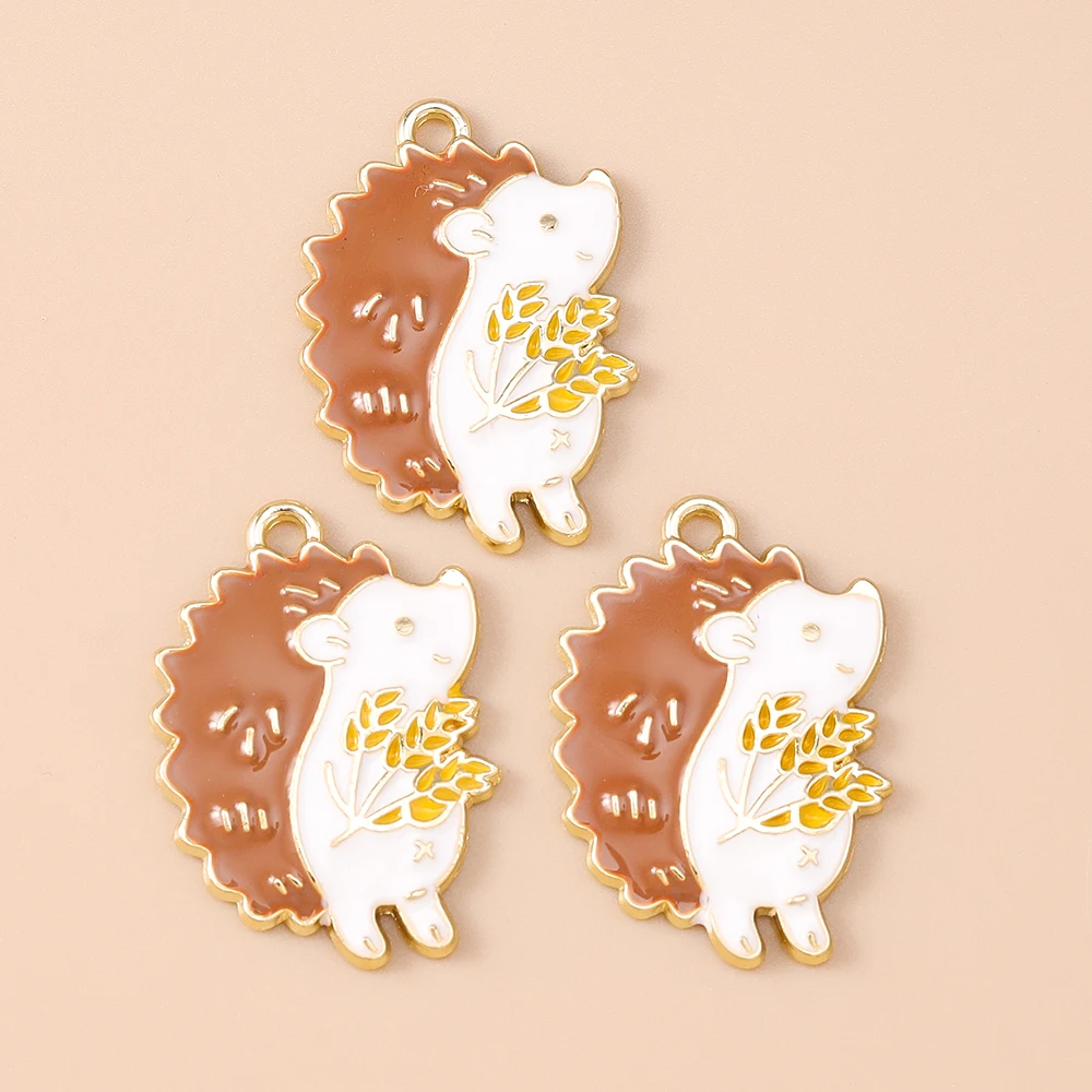 Leslie 10 Stück süße Thanksgiving Day-Anhänger, Emaille, Mais, Weizen, Vogelscheuche, Ahorn, Türkei, Charms für Halskette, Ohrringe – Detail 16