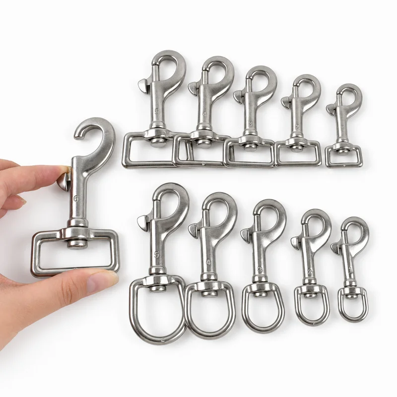 1-3Pcs 304 Stainless Steel Hook Buckles Dog Leash Strap Single Ended Swivel Snap Clasp Keychain Flag Pole Rope Carabiner Clasps