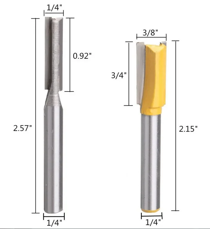 5 sztuk 1/4 Shank 6.35mm nóż prosty Dado zestaw bitów do przycinania frez do obróbki drewna do cięcia bitów