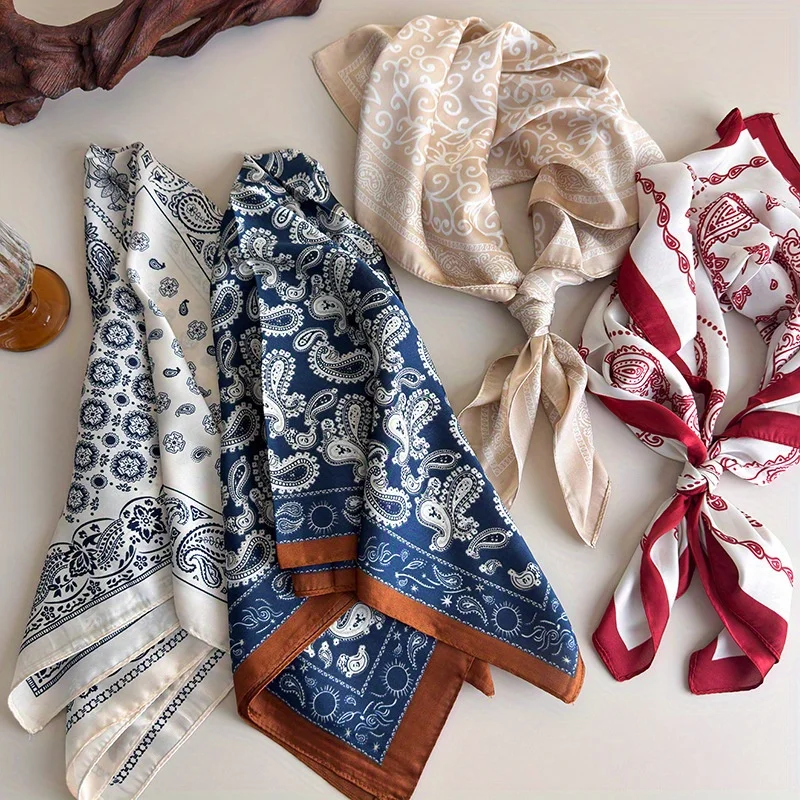 Hochwertige Sommer-Neuankömmlinge für Damen: Modischer Schal mit Cashew-Blumen-Digitaldruck, Schal und Halswickel aus Seidenimitat