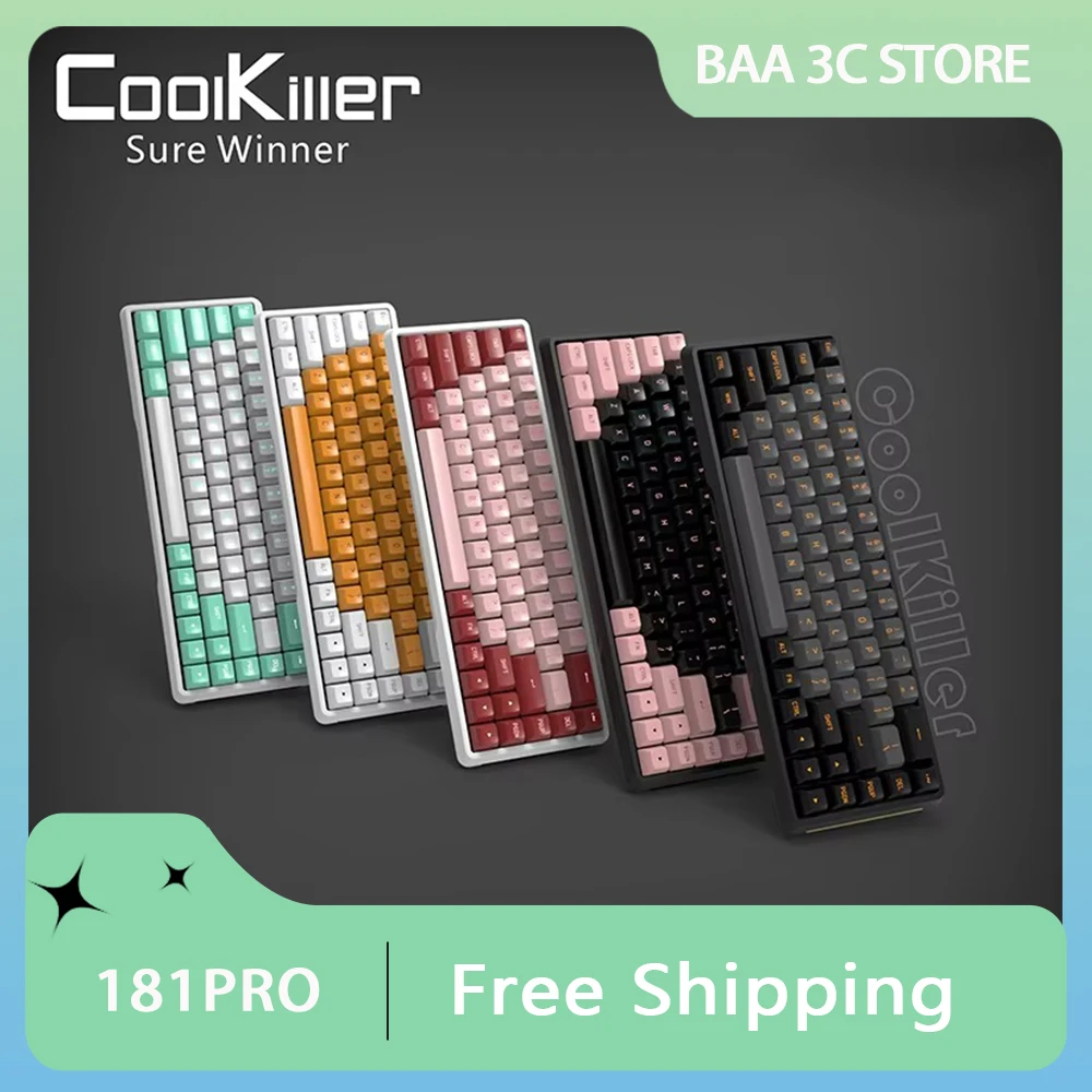 CoolKiller 181Pro Mechanical Keyboard Kit Three Mode Wireless Bluetooth Customized Hot-swap Gaming Keyboard 68key PC Accessories