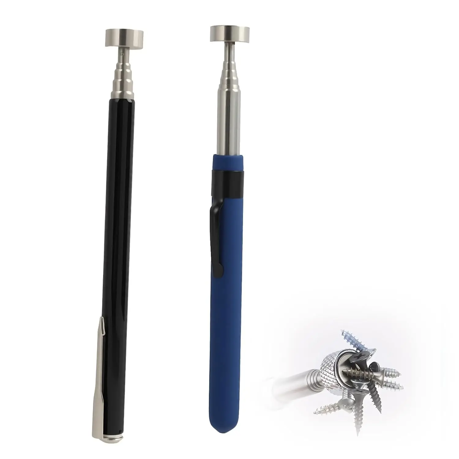 2 Pcs Telescoping Magnetic Pickup Tool, Extendable Magnet Pickup Stick Set with 8 LB and 5 LB Strength, Pocket Magnet Grabber fo