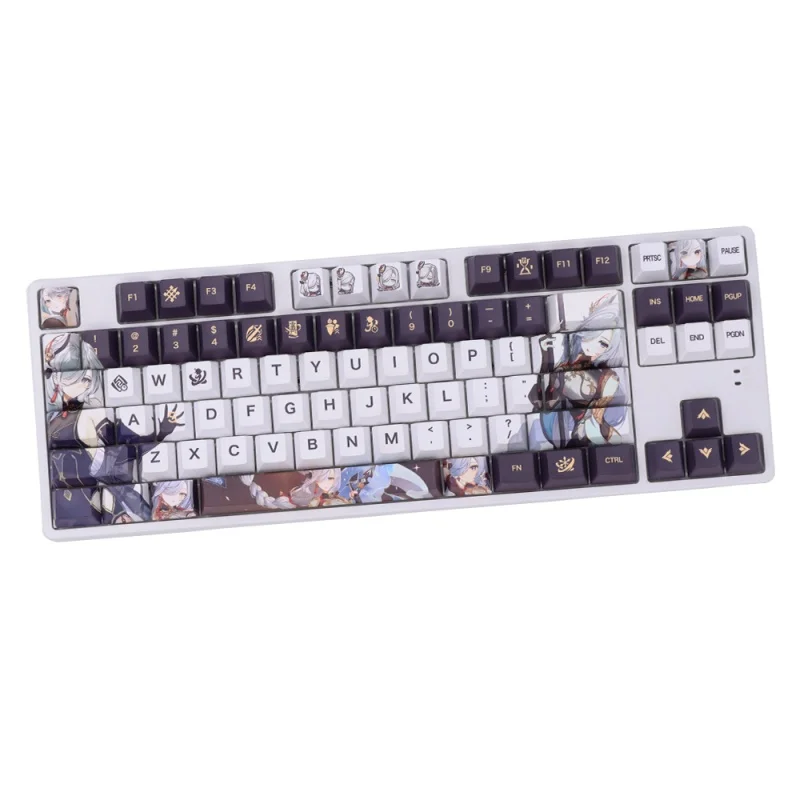 Genshin Impact Shenhe Theme Keycap 136 Key Cherry Profile Pbt Thermal Sublimation Mechanical Keyboard Anime Game Keycap