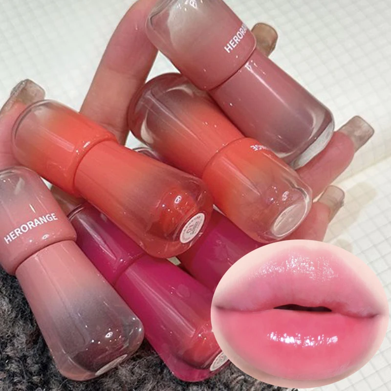 Feuchtigkeit spendender Spiegel Lip gloss dauerhafte kristall glänzende Wasser leichte Lippen glasur sexy nackte rote flüssige Lippenstift koreanische Make-up-Kosmetik