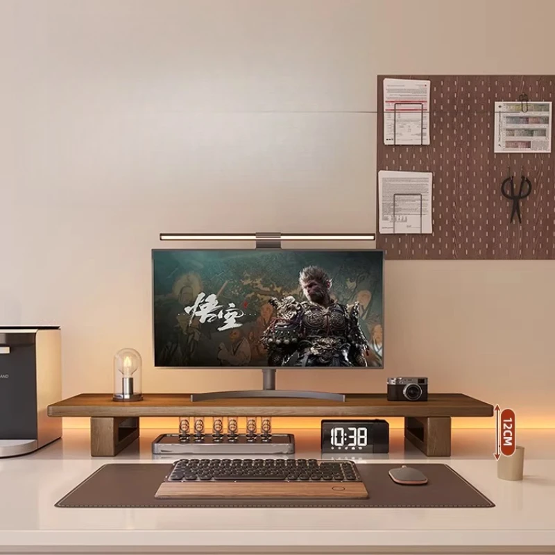 

Firm Solid wood desktop computer monitor heightening rack desktop storage rack walnut bracket desk