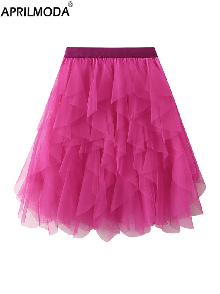 

2025 однотонная летняя пляжная короткая юбка средней длины с сеткой феи, модная женская сексуальная короткая плиссированная пышная юбка, женская одежда