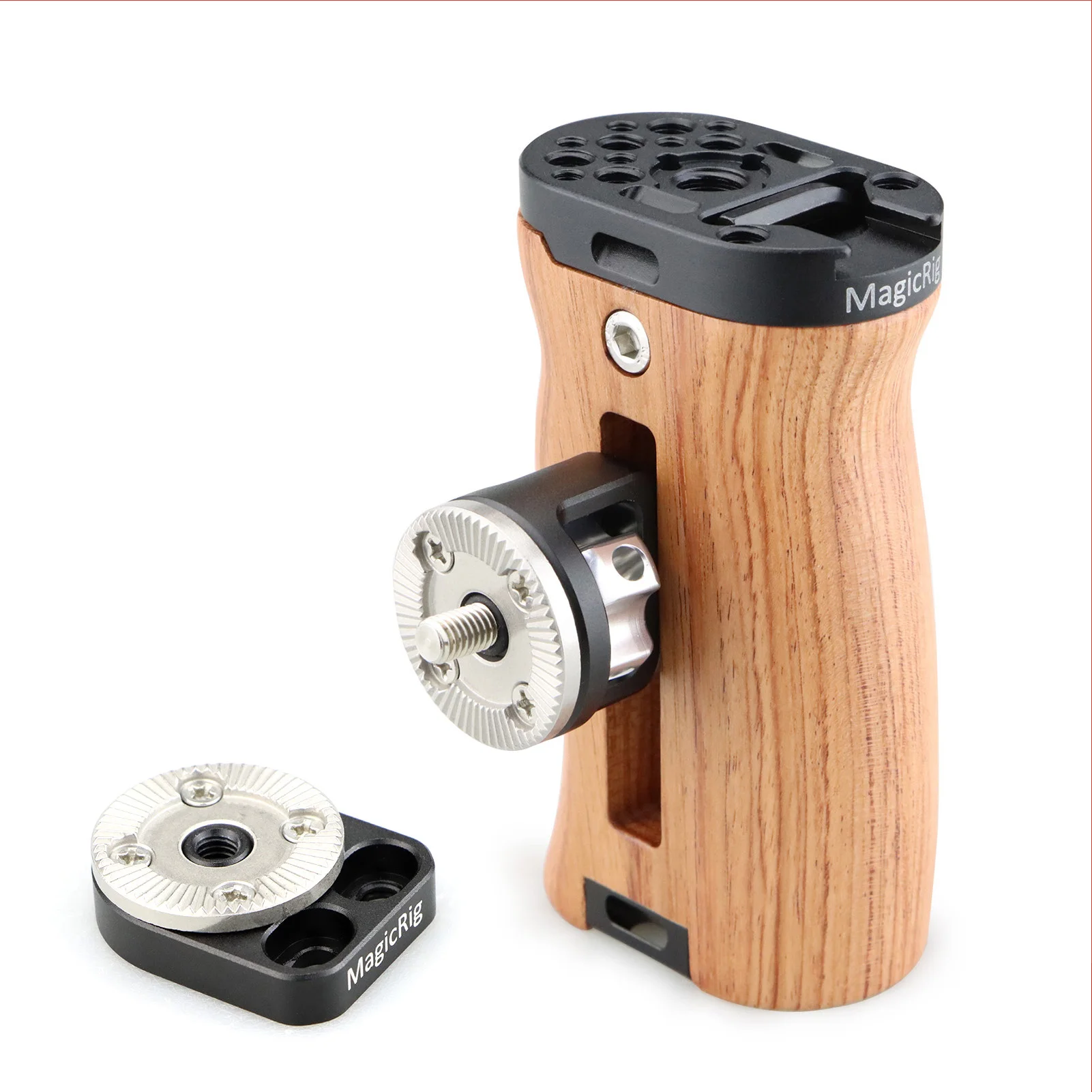MAGICRIG Houten Rosette Zijhandgreep W/ARRI Rosette M6 Schroef voor DSLR Camera Cage/Schoudersteun (voor links/rechts)