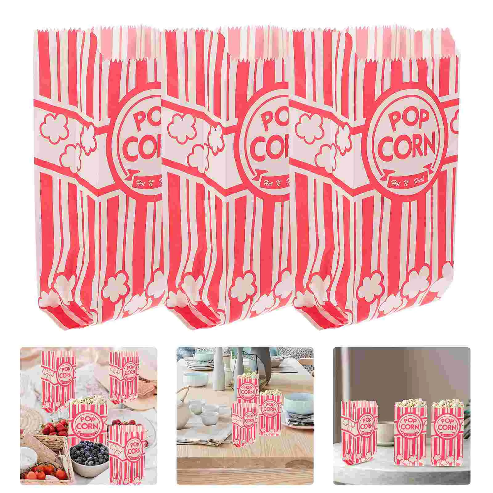 

50pcs Popcorn Paper Bags 90x60x210mm 40g Oil Resistant Wide Open Bottom Design Bulk Containers Snack Packaging Gift Bag