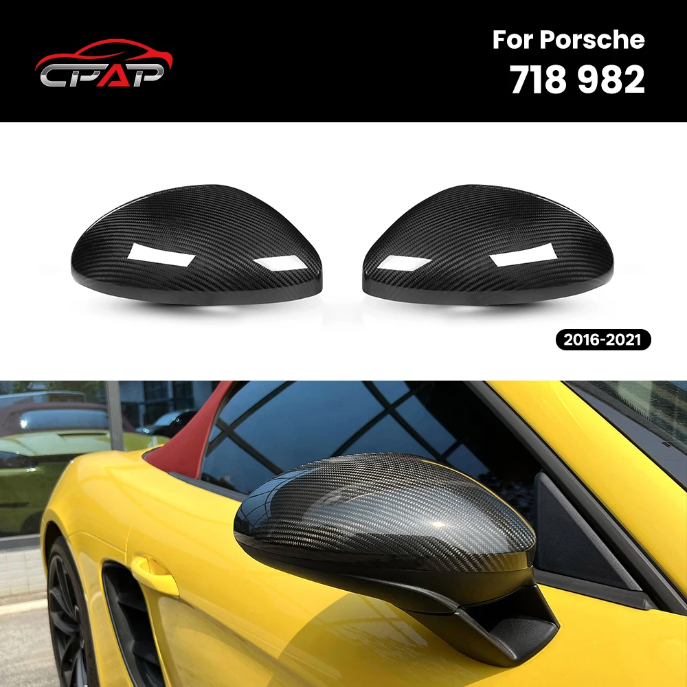 

Real Dry Carbon Fiber Rearview Covers For Porsche 718 982 2016-2021 OEM Style LHD Replacement Exterior Side Mirror Cover Caps