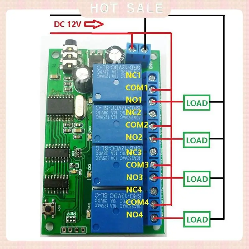 24-Hour Delivery AD22B04 4 Channel Relay DTMF Tone Signal Decoder Remote Control Relay Module 12V DC For PLC Smart Home