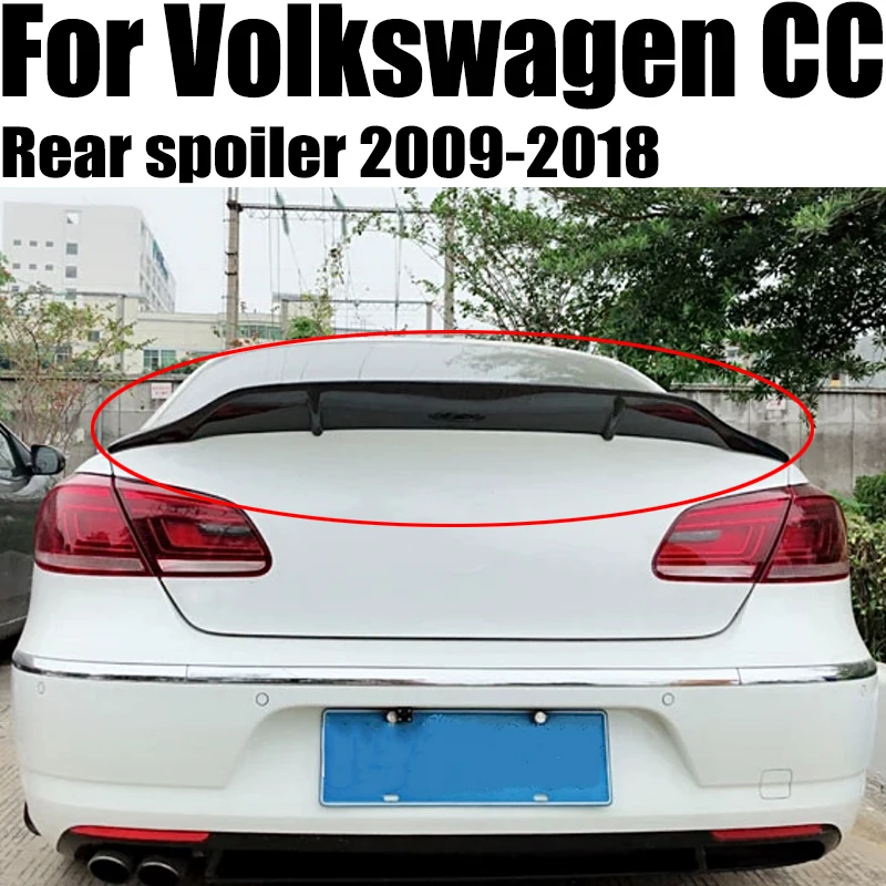 

For Volkswagen Passat CC 2009 - 2018 High Quality ABS Plastic Material Carbon Fiber Look R Style Tail Wing Rear Spoiler