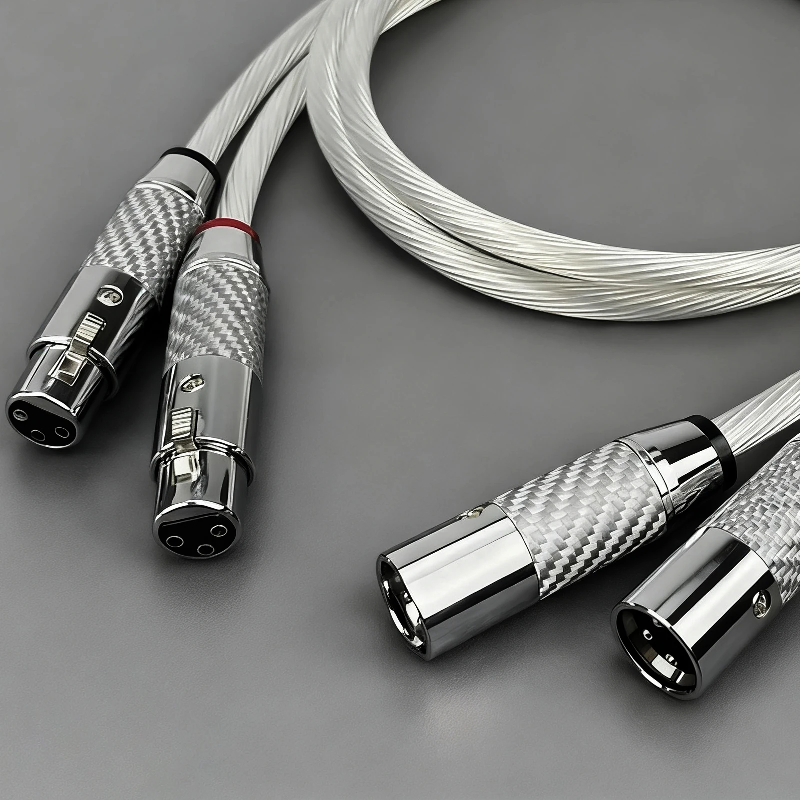 Пара XLR-кабелей 7N OCC Посеребренный аудиокабель XLR с родиевой пластиной из углеродного волокна Разъем XLR Усилитель Звуковой кабель Смешанный Weavin