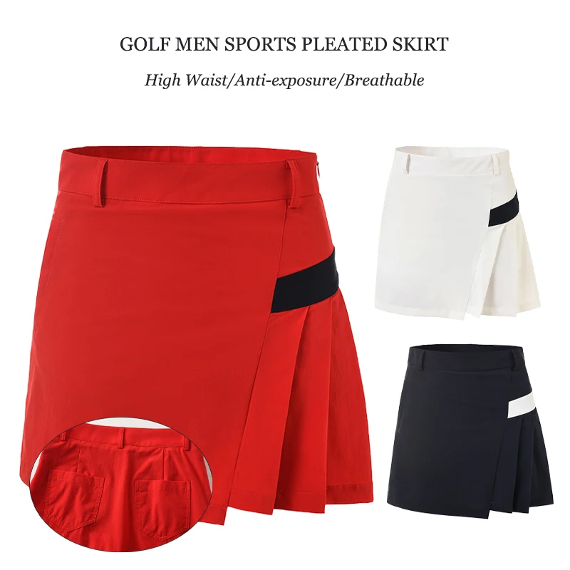 Damska mini spódniczka golfowa zapobiegająca ekspozycji Patchwork Golf plisowana spódnica damska wysokiej talii tenisowe kuloty z podszewką szybkoschnąca wąska spódnica