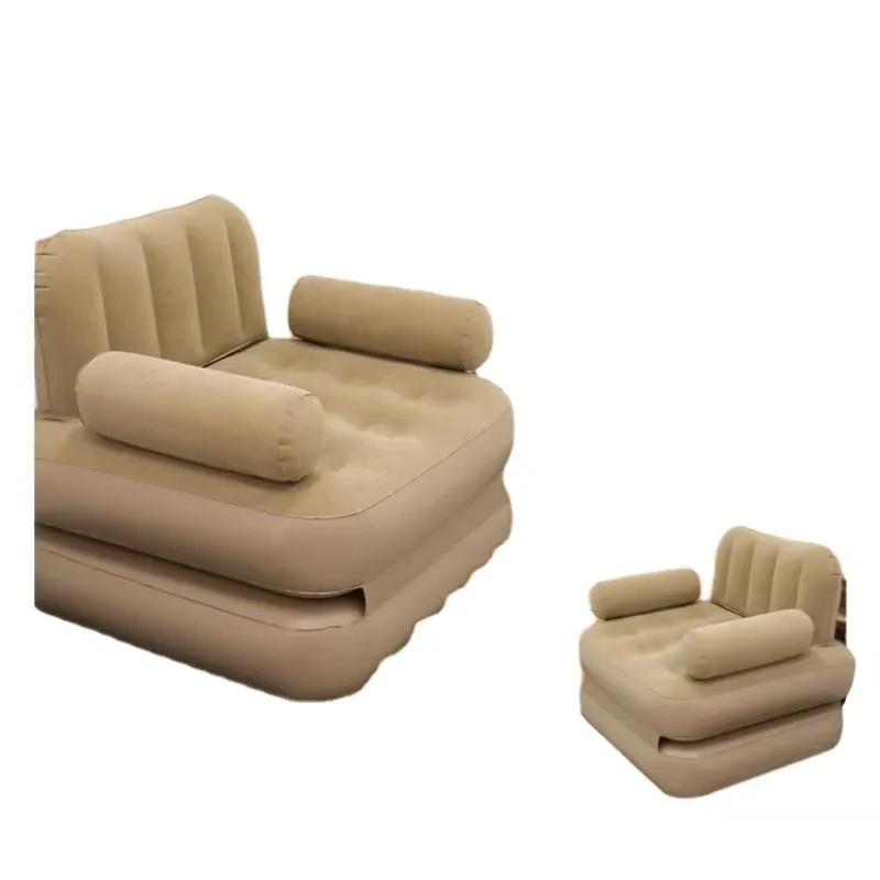 In Stock Heavy-duty Folding Inflatable Air Sofa Single Blow Up Couch Chair for Adults Outdoor Camping Picnic Beach Travel