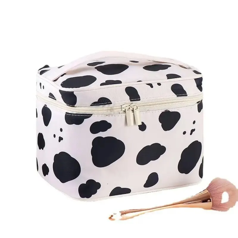 High Appearance Level Cow Portable Simple Makeup Bag Large Capacity Cartoon Skincare Storage Bag Toiletry Bag Waterproof