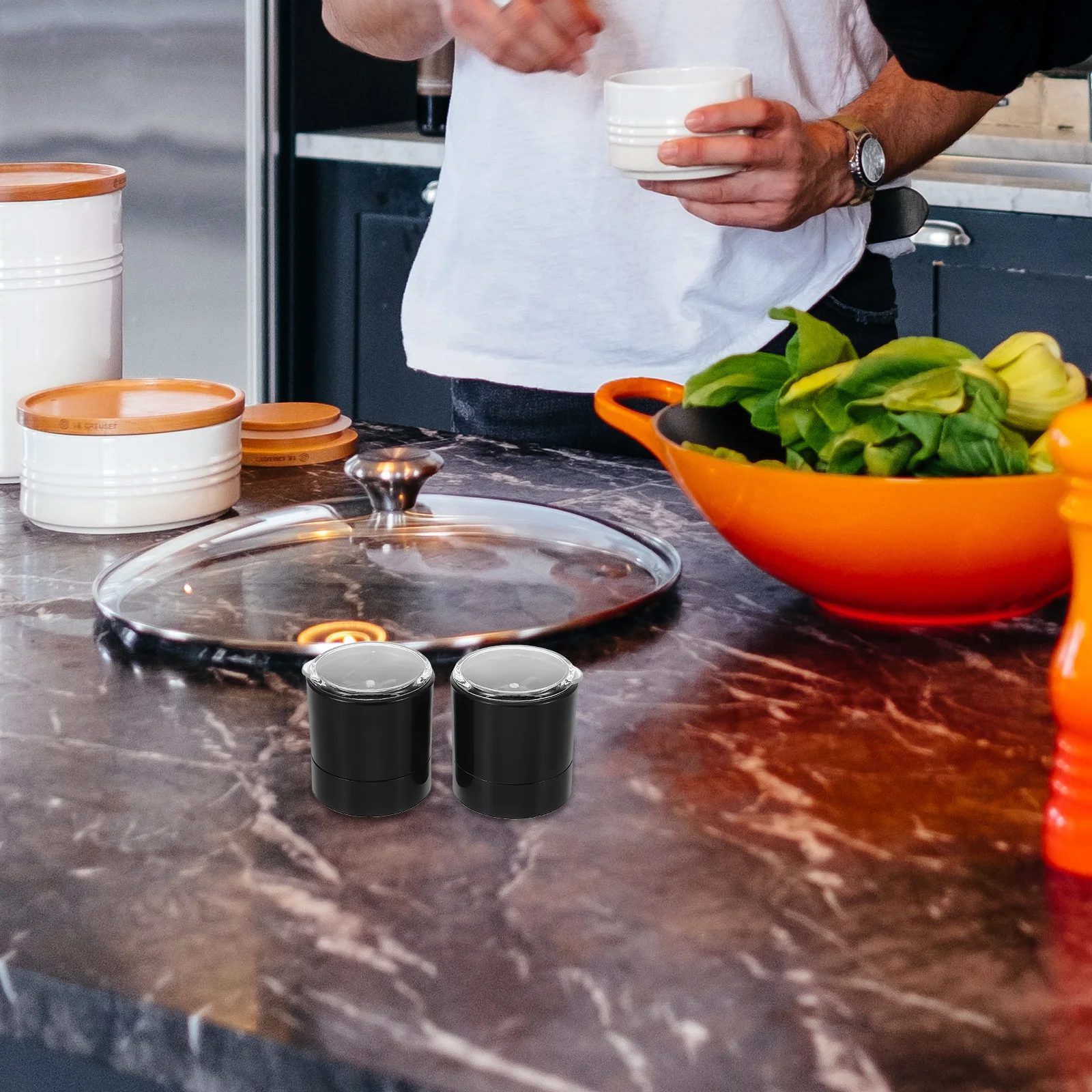 2 قطعة غطاء طاحونة الفولاذ المقاوم للصدأ يغطي دليل قابل للتعديل غطاء مطحنة يغطي للمطبخ الملح الفلفل غطاء طاحونة علوية #6