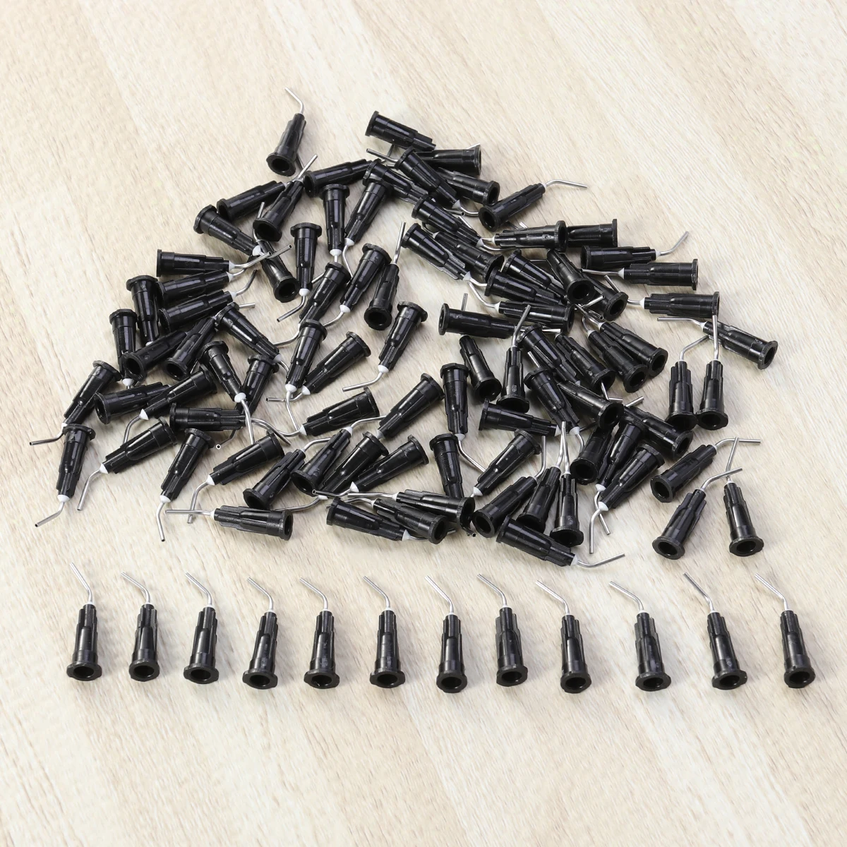 

100 шт., стоматологические изогнутые иглы из смолы, одноразовые стоматологические композитные иглы, инструмент для чистки зубов (2,5 мм, черный)