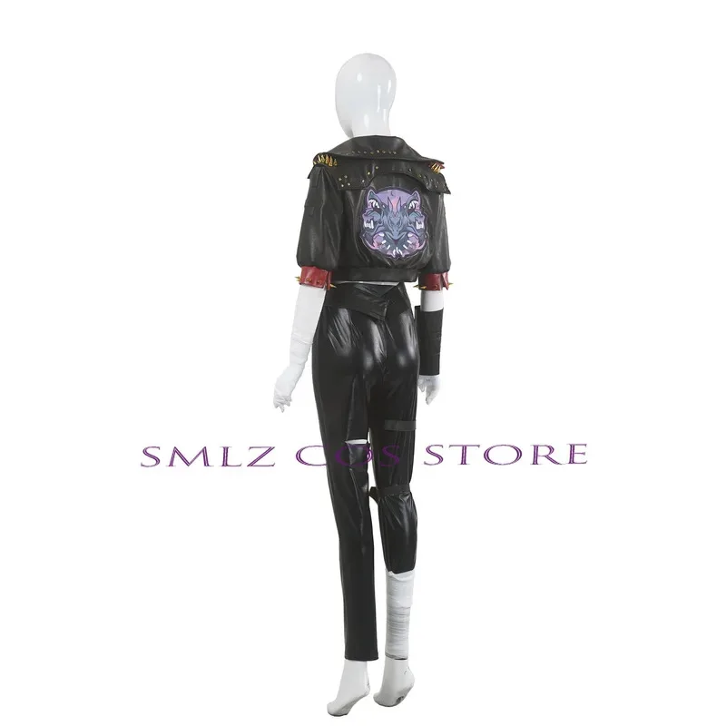 Disfraz de Arcane Vi, juego de disfraz de LOL Vi, disfraz de abrigo de cuero, traje de uniforme para fiesta de Halloween, Navidad y Año Nuevo