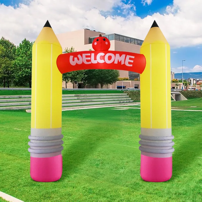 9FT Inflatable Pencil Arch Decorations Build-in LED Back to School Ornament Props Kids Birthday Party Outdoor Courtyard Decor