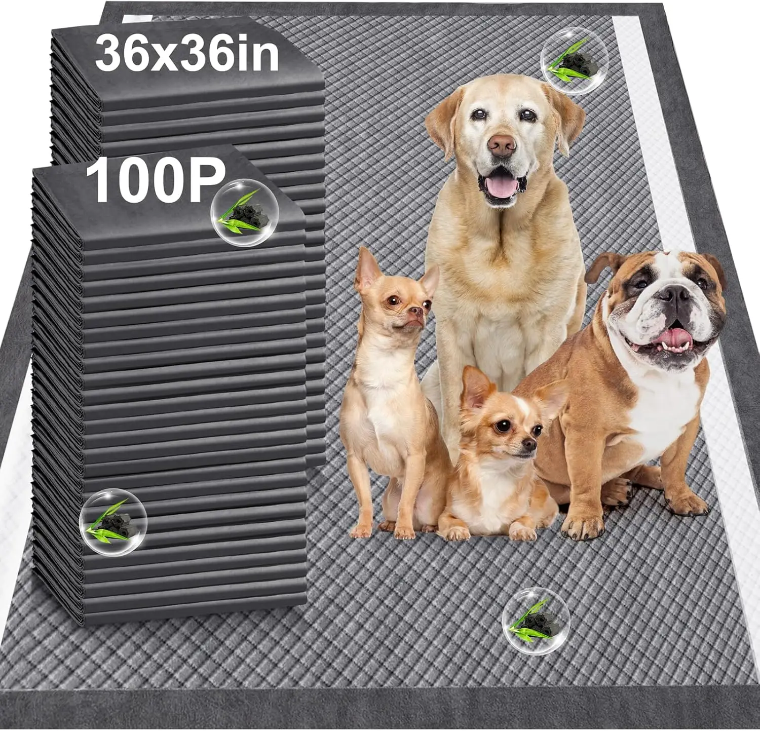 

Upgrade Odor Control 4XL 36x36 Extra Large Thicken 9 Layers Extra Absorbent Charcoal Pee Pads for Dogs - Leak Proof Dog Training