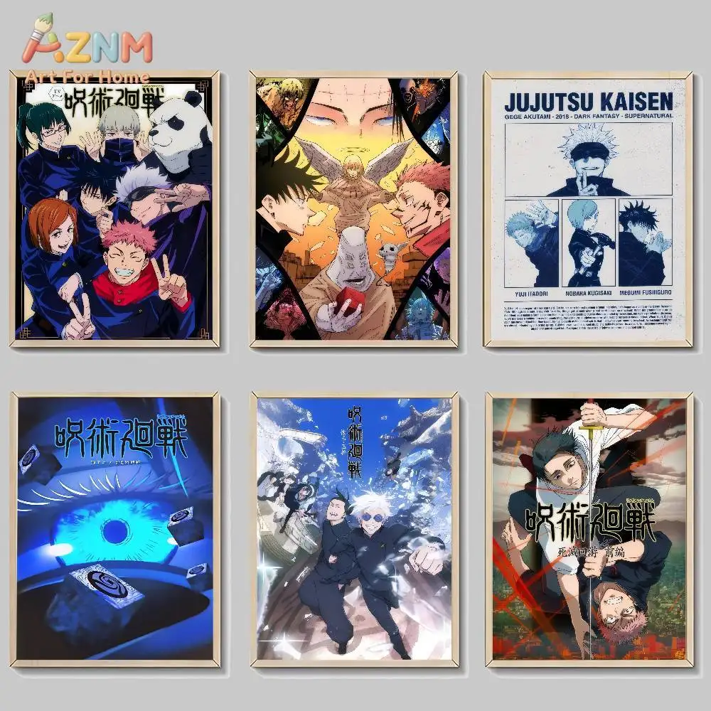 AZNM Jujutsu Kaisen Anime Canvas Wall Painting Unframed Print Classic Manga Character Poster Modern Teen Room Living Room Aesthe