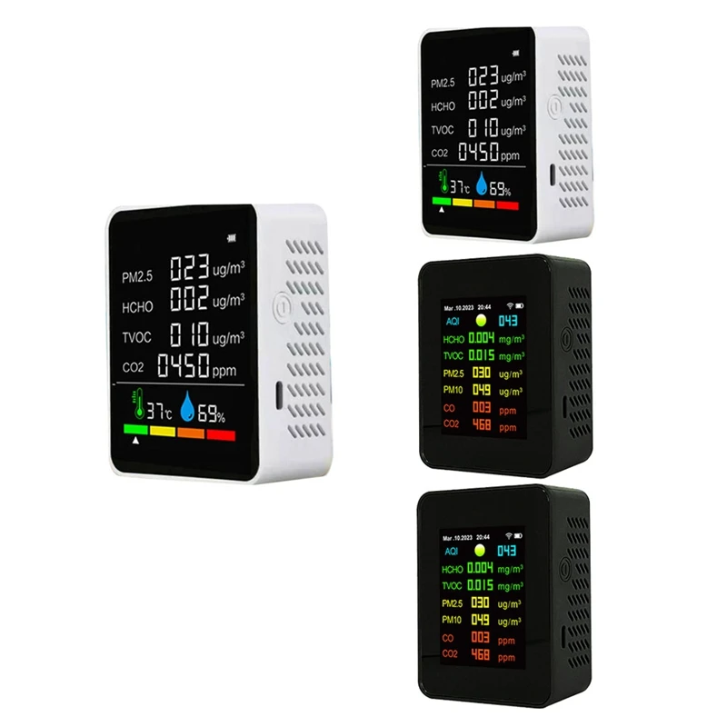 FULL-9 In 1 디지털 온도 습도 테스터 PM2.5 PM10 HCHO TVOC CO CO2 측정기 Wifi LCD