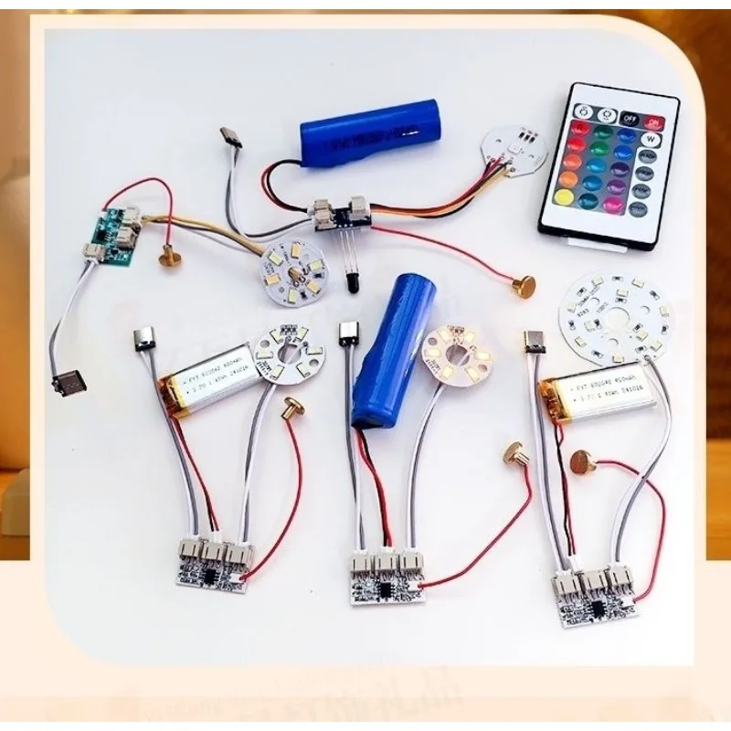 5V single and two-color control board LED night light module charging model touch dimming toy accessories control board light
