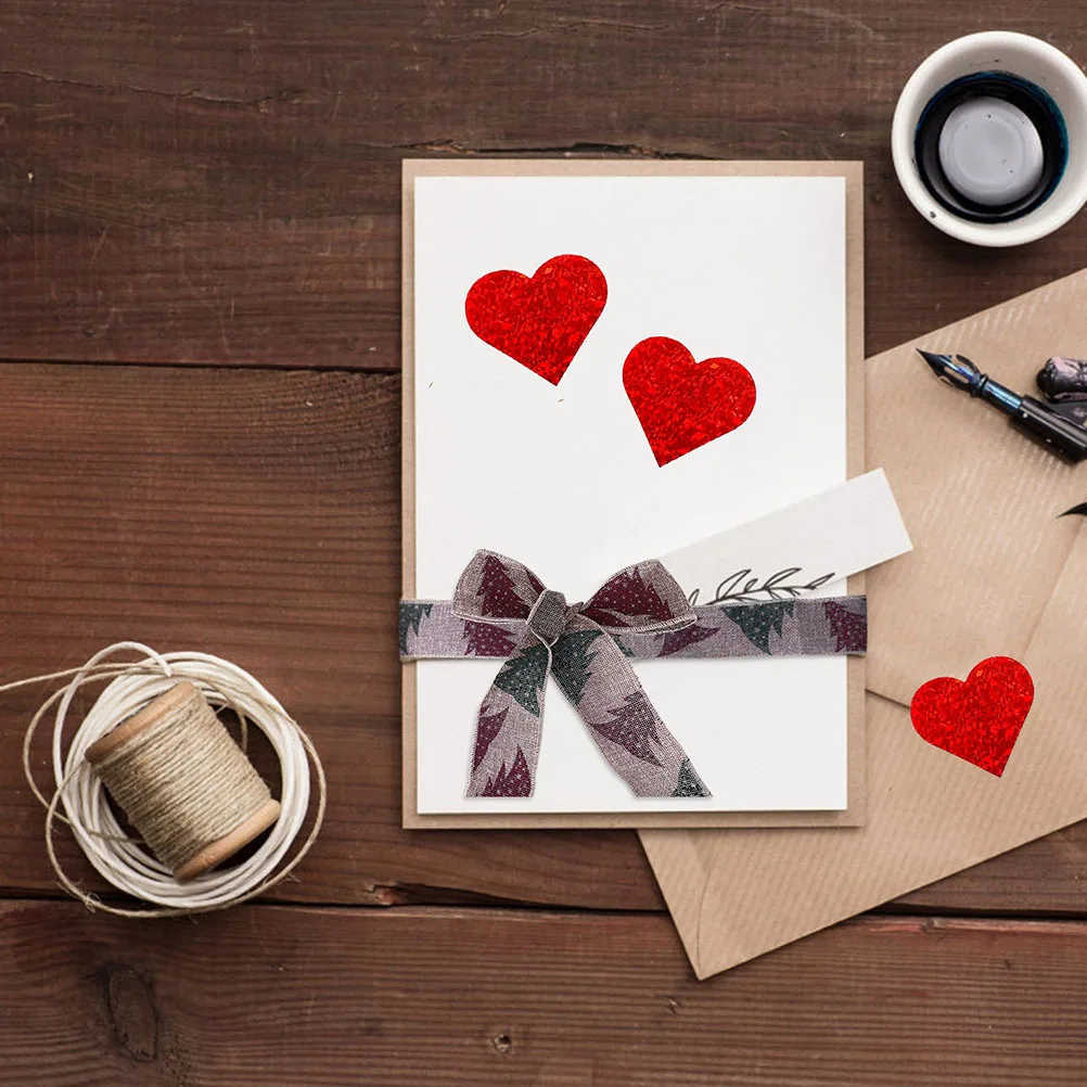 500Pcs Heart Roll Stickers Fine Workmanship Love Themed Adhesive Labels for Wedding Party Scrapbook Handmade Craft Projects