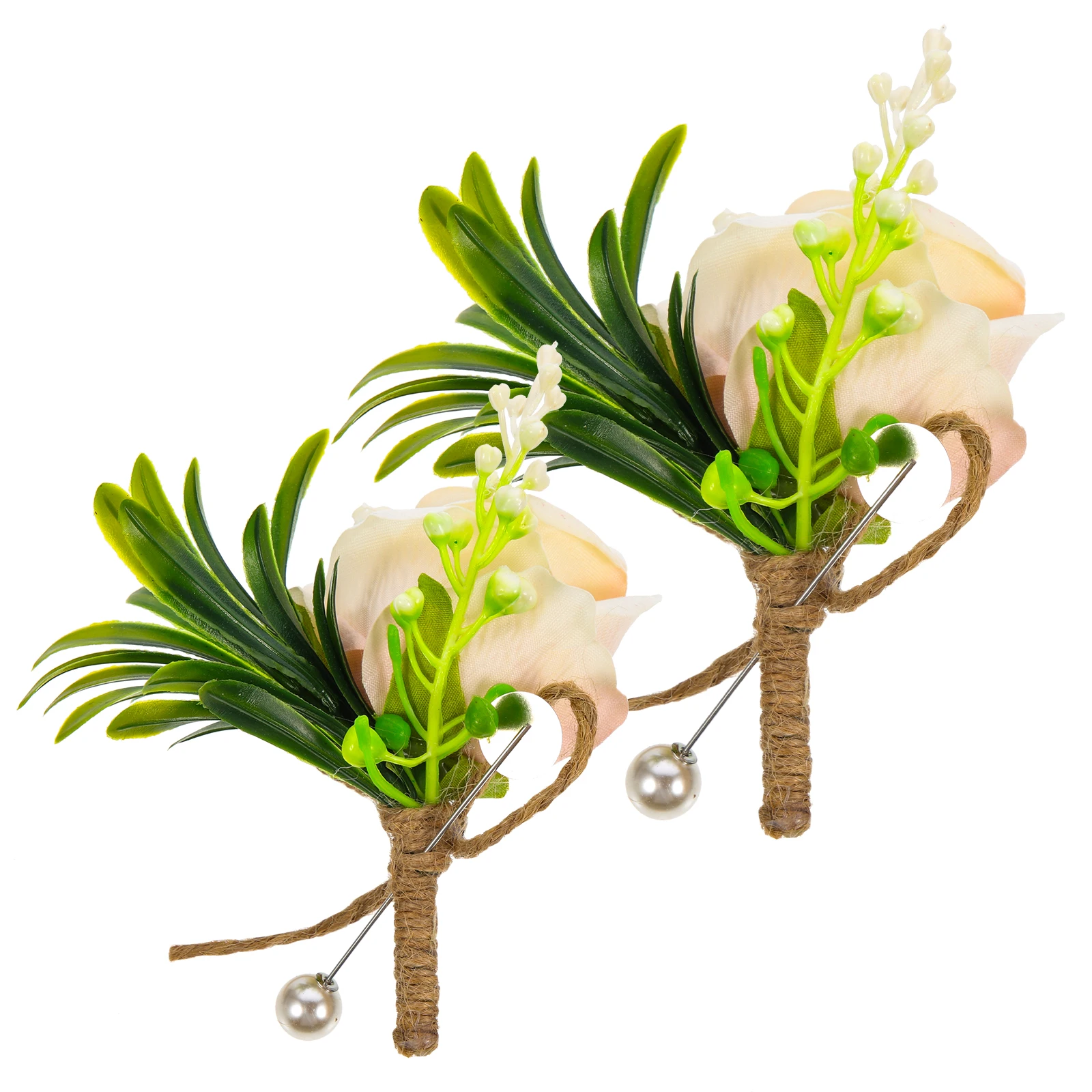 

2 Pcs Simulated Corsage Brooch Western Wedding Boutonnieres Couple Groom Artificial Flowers Roses for Men Silk Groomsmen Lovers