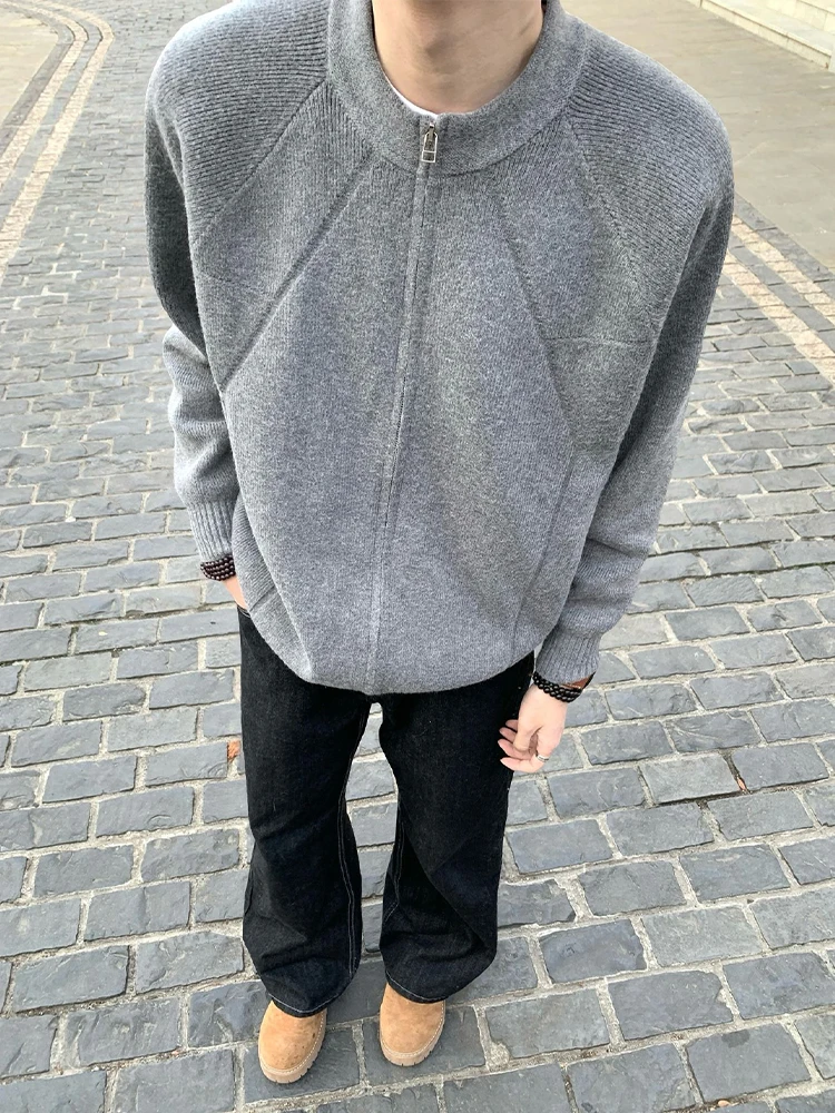 

Мужской кардиган Cleanfit на молнии, теплый, вязаный, зимний, высокого качества, свободного кроя, с круглым вырезом, длинный рукав