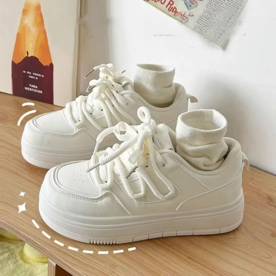 

Sweet Casual Самые продаваемые белые массивные кроссовки, дизайн на шнуровке, идеально подходит для повседневного кампуса