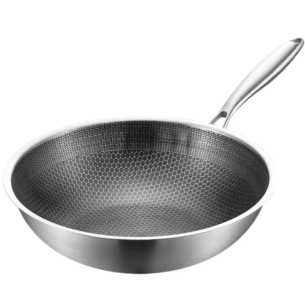 

Stainless Steel Wok Pan for Gas Stove Non Stick Frying Pans Kitchen Cookware Heater Honeycomb No-stick