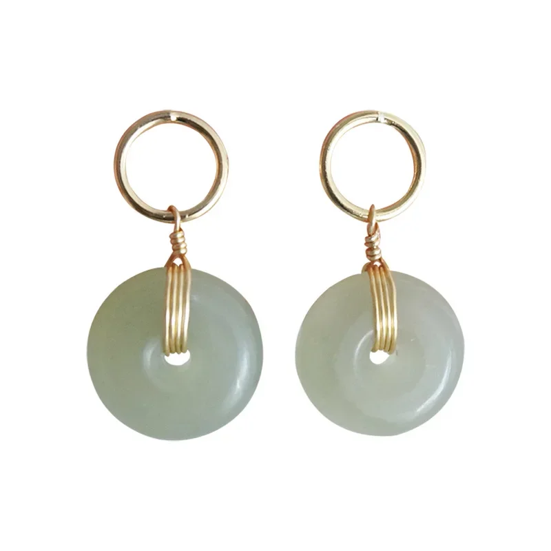 Joyería de Jade Natural auténtica, pendiente de gota de oro amarillo de 14K para Mujer, Aretes para Mujer, piedra preciosa de Esmeralda, pendiente de granate de oro de 14 K para Mujer