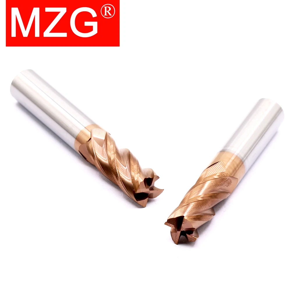 MZG 4 Flute HRC55 Endmill CNC Machine Tungsten Steel Milling Cutter Tools 0.8-20mm 4mm 8mm Carbide Head Alloy Flat End Mills Set