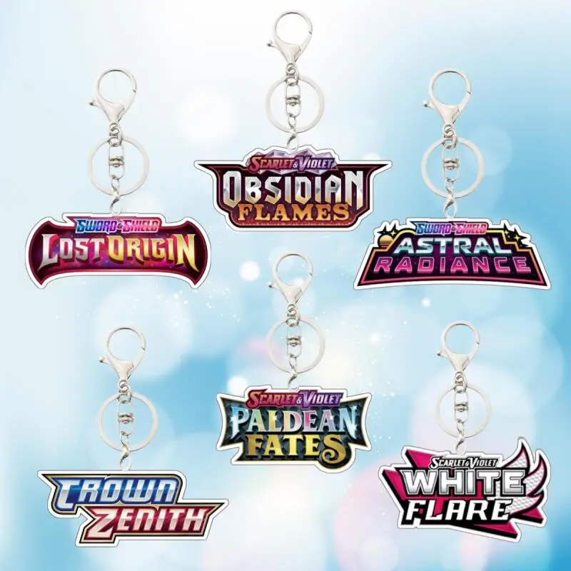 Llavero de acrílico para Lost Origin Obsidian Flames Astral Radiance Crown Zenith Paldean Fates, colgante con logo de acrílico