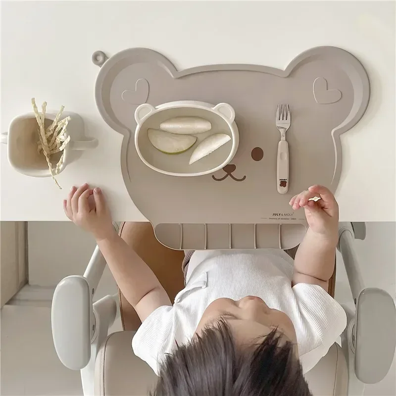 

Baby Silicone Placemat Kids Waterproof Table Mat Ins Style Portable Heatproof Bib for Meals