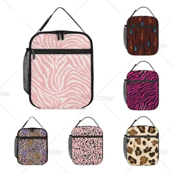 Colorful Animals' Skin Printed Pink Zebra Stripe Lunch Bag Insulated Lunch Bag Large Lunch Box Reusable Leakproof Tote ForWork