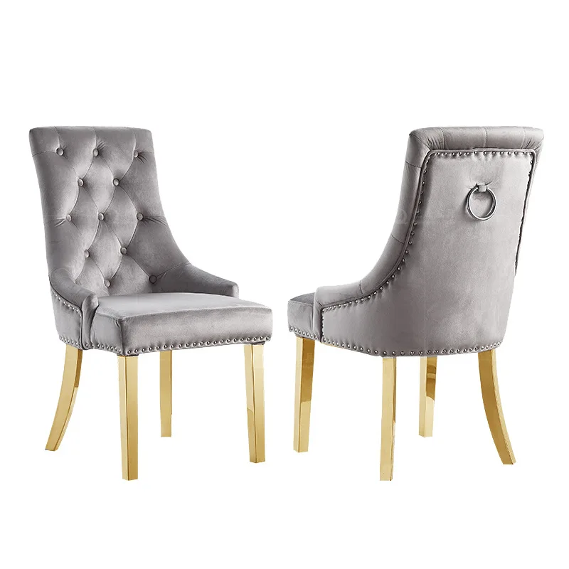 

Customized light luxury modern simple stainless steel soft bag back chair hotel restaurant club designer chair