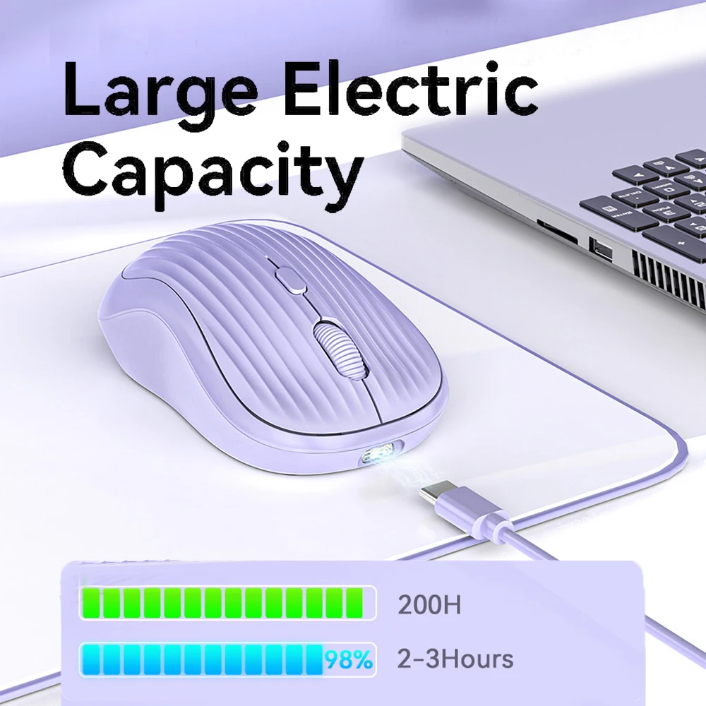Беспроводная мышь 2,4G, Bluetooth-мышь, двухрежимная игровая мышь, бесшумная мышь, перезаряжаемая мышь, мышь для ПК, MacBook, планшета, ноутбука