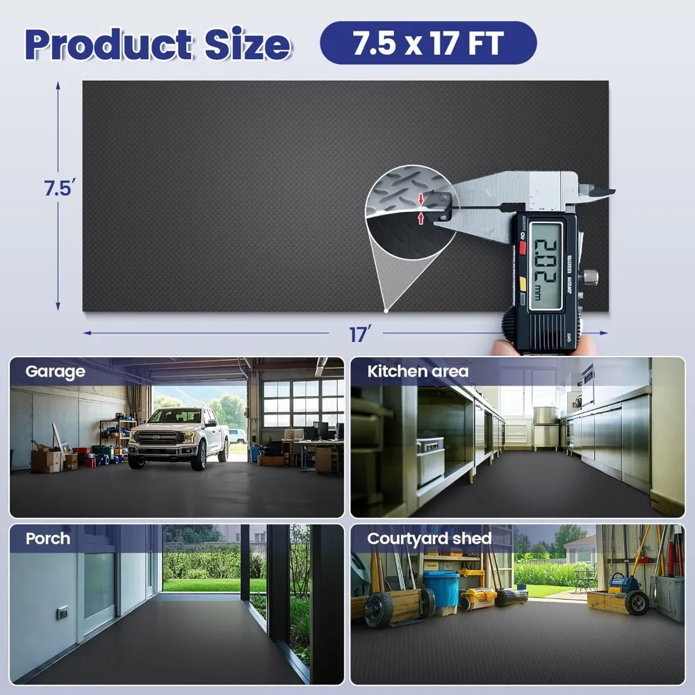 Heavy-Duty Diamond Plate PVC antislip waterdichte garagevloermat - 7,5x17 FT voor auto's en workshops