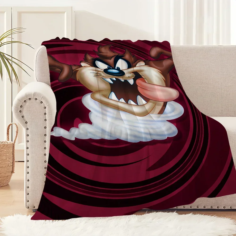 بطانية رمي كرتونية مضحكة من القطيفة الناعمة لغرفة المعيشة وغرفة النوم والمكتب هدية عيد ميلاد مثالية للأطفال على شكل الشيطان التسماني
