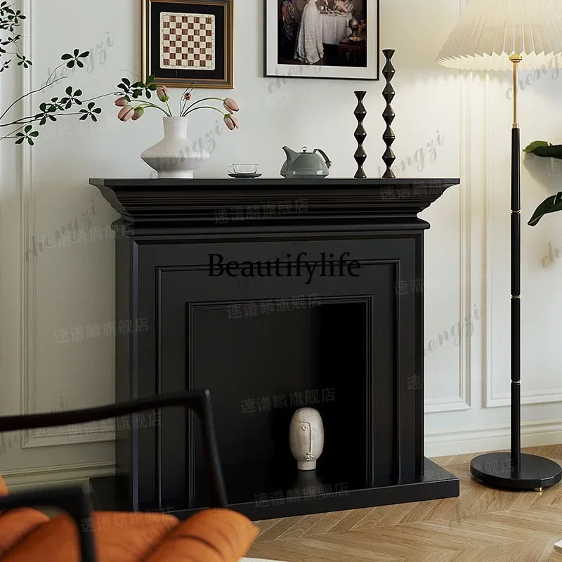 B56 French simulation flame retro black fireplace decorative cabinet homestay entrance home living room entrance cabinet live br