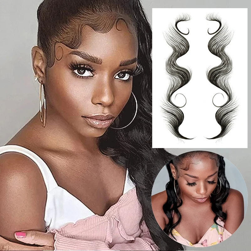 

5-стильная татуировка с краями волос, наклейка для создания детских волос, хвост, временный шаблон, гладкая челка, вьющийся шаблон, наклейка для татуировки Hairedge