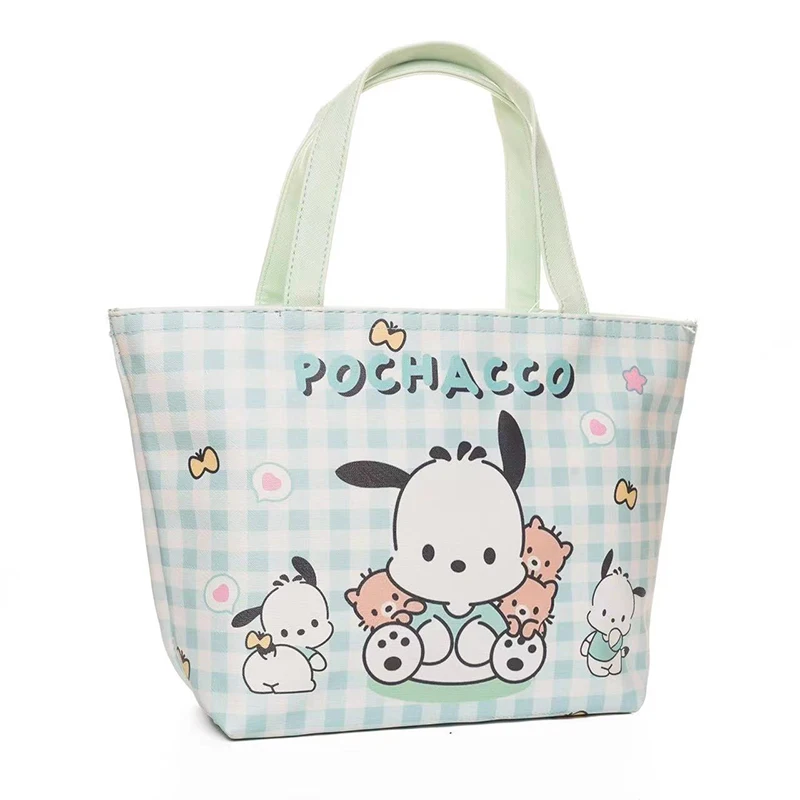 Hello Kitty Kuromi Picnic Bag Portable Sanrio Cinnamoroll My Melody Thermal Bag Leather Students Lunch Box Bag Toys for Girls