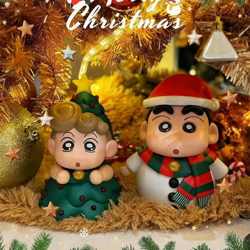 Crayon Shin-chan Pupazzo di neve di Natale Figure anime Giocattolo bambola per collezione Regalo di compleanno Ornamento carino