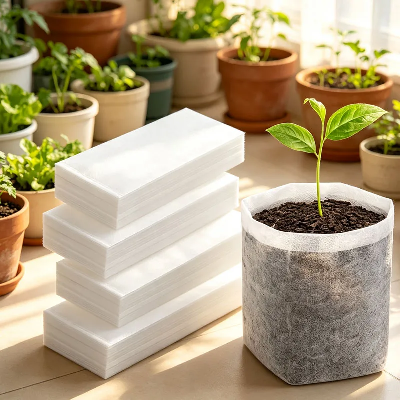 100-1000PCS Eco Friendly Seedling Bags Degradable Flat Mouth Planting Grow Bags for Vegetable Flower Tree Home Garden Nursery