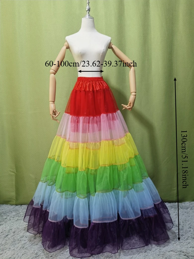 

1.3 Meter Women's 50s Vintage Petticoats Crinoline Tutu Underskirts Ankle Length 130cm Long Wedding Slips for Prom Wedding Dress