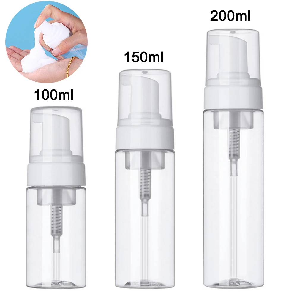 

Бутылка с насосом для пены 100/150/200 мл, пластиковый пустой косметический дозатор для мыла для татуировки, мыло для лица, ресниц, очиститель пены, бутылка